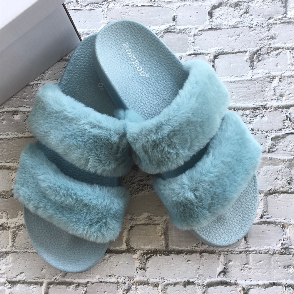 TWO LEFT!Faux fur open toe slide slippers/sandal - Picture 2 of 7